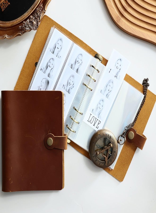 SMILE&WAVE Premium Genuine Cowhide Leather Photo Album For 4X6 and 2X6 Strips - 6 Ring Refillable Binder - Store All Your Prints In Style -Mix And Combine - Upscale Present (GENUINE LEATHER, 2X6) - Image 3